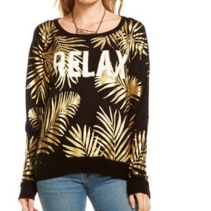 Chaser RELAX Gold Palm Leaf Graphic Pullover